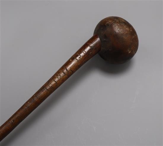 A Victorian knobkerrie, dated 1862